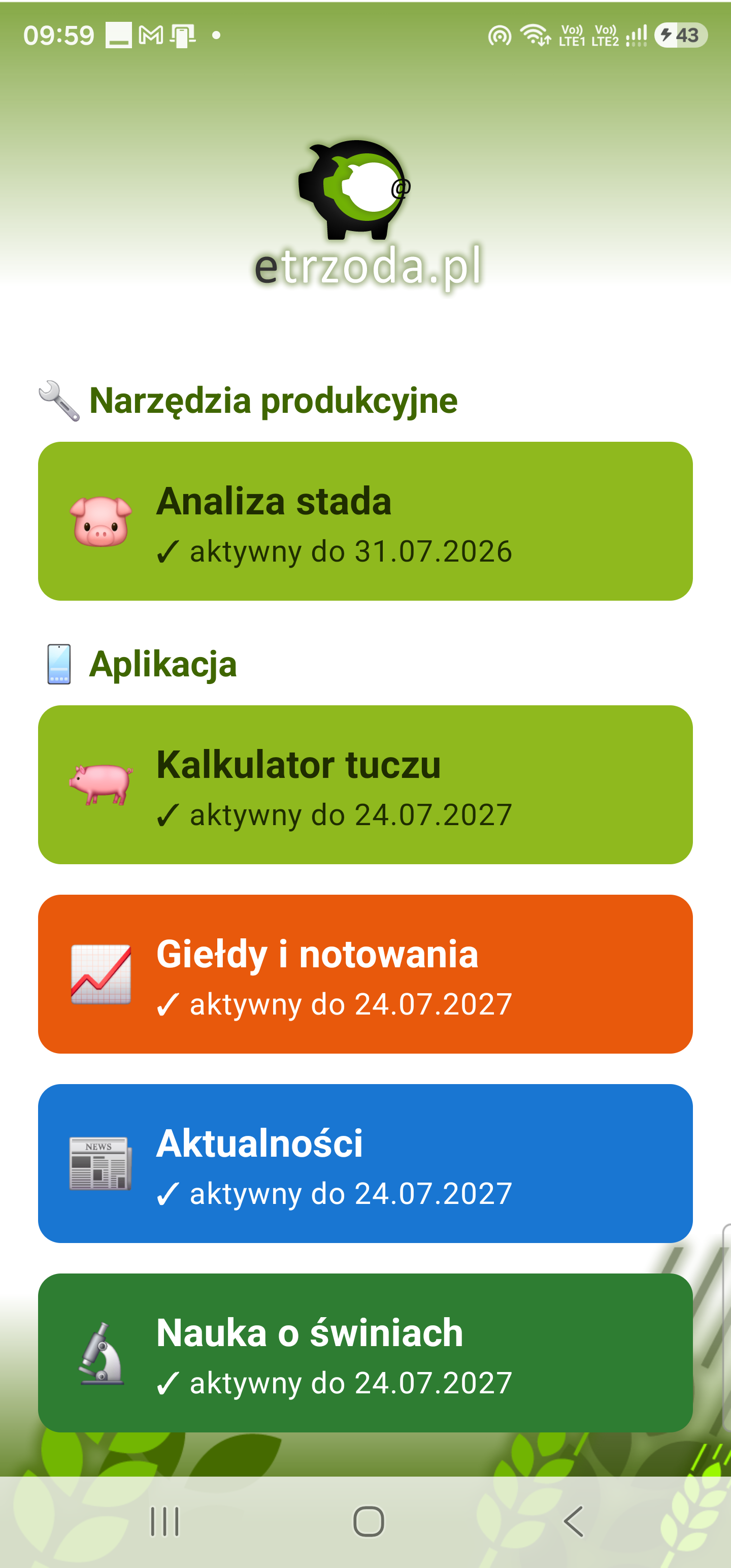 Aplikacja etrzoda.pl na telefonie